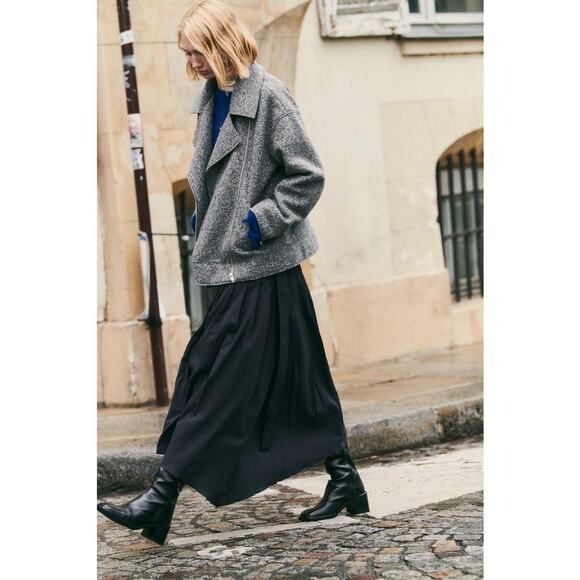 Zara Boucle Coat Gray Women’s Medium Oversized Peacoat Textured - Picture 13 of 13